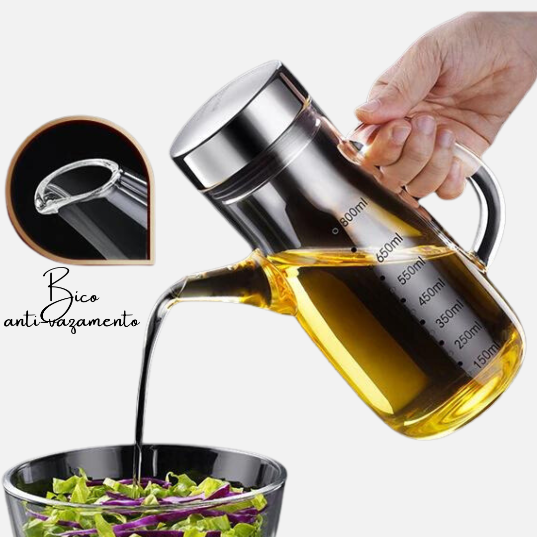 Galheteiro de Vidro 800ml com Bico Antivazamento Inox