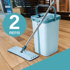 Mop Flat com Balde 6L | 2 Refis e Cabo Extensível Inox