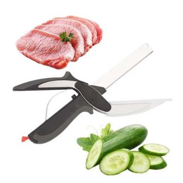 Tesoura CleverCutter Inox 2 em 1 – Fatiadora de Legumes e Verduras Multiuso