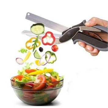 Tesoura CleverCutter Inox 2 em 1 – Fatiadora de Legumes e Verduras Multiuso