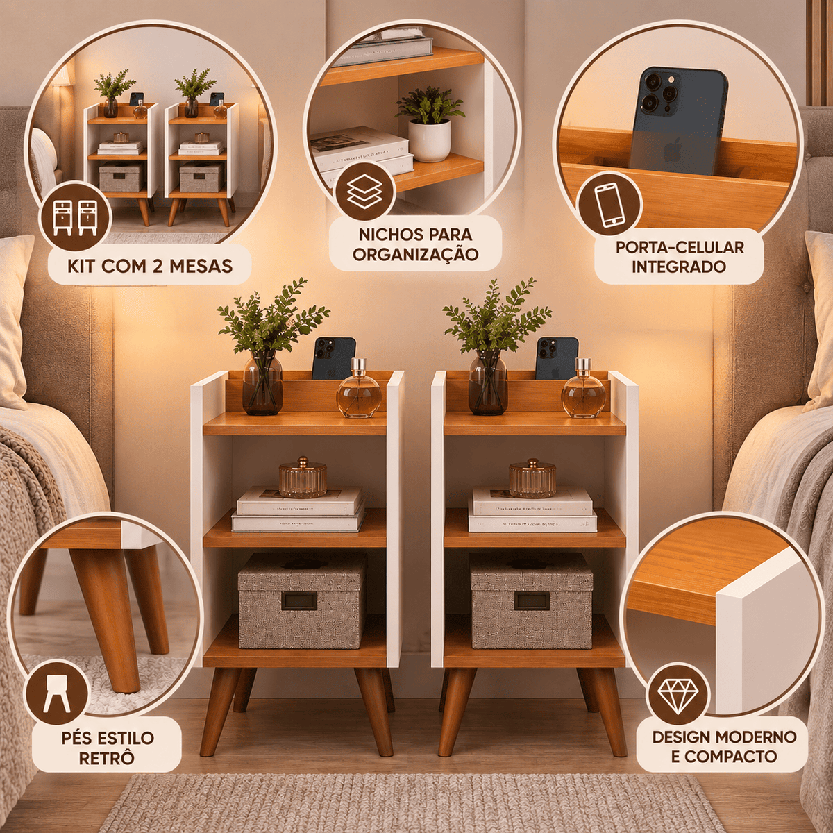 Kit Mesa de Cabeceira BellaHome™