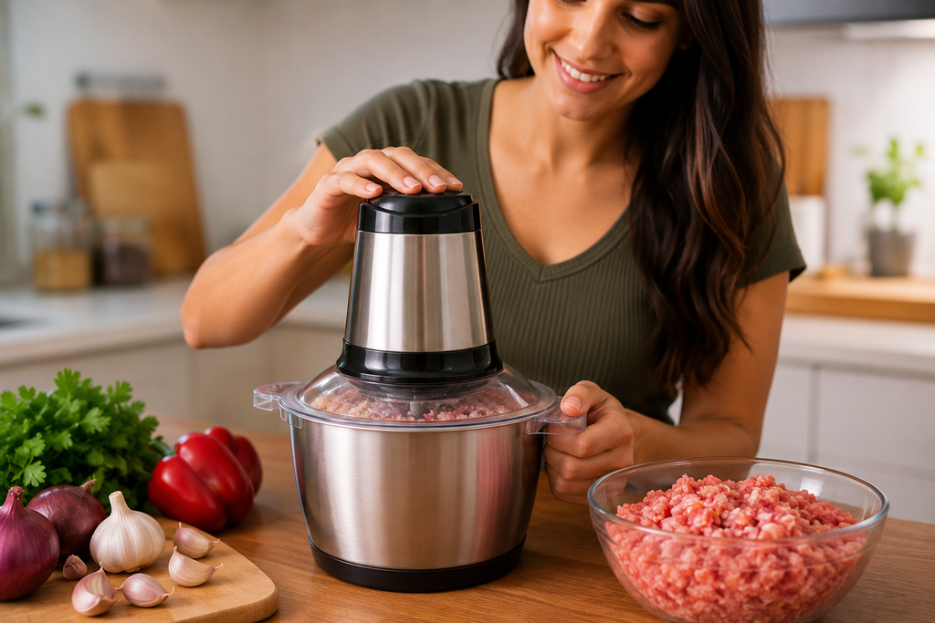 Triturador de Alimentos Elétrico Turbo Chef- Pique e Triture Carnes, Legumes e Temperos