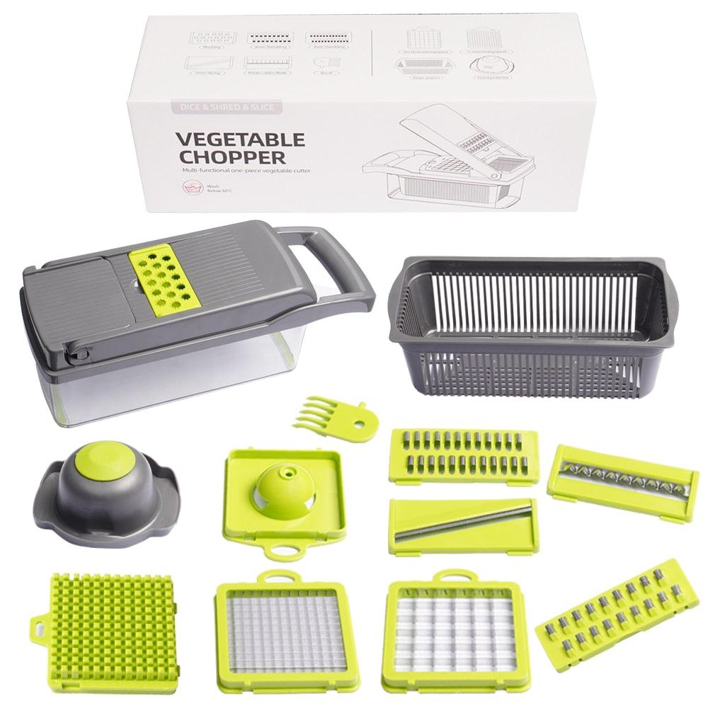 Triturador de Legumes Multifuncional 14 em 1 com Cesto