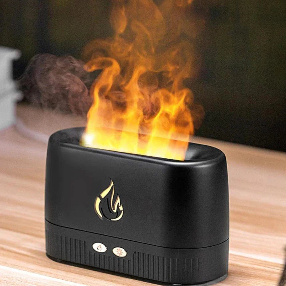 Difusor de Aromaterapia 2 em 1 FlameAroma – Umidificador com Efeito de Chama (200ml)