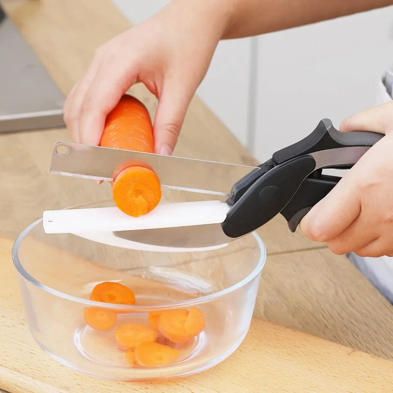 Tesoura CleverCutter Inox 2 em 1 – Fatiadora de Legumes e Verduras Multiuso